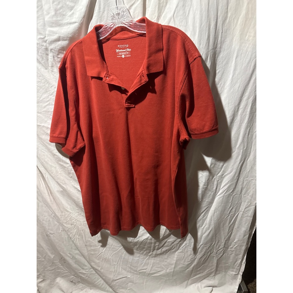 Sonoma Goods for Life Mens Weekend Polo Shirt Orange XL Short Sleeve Pique Knit